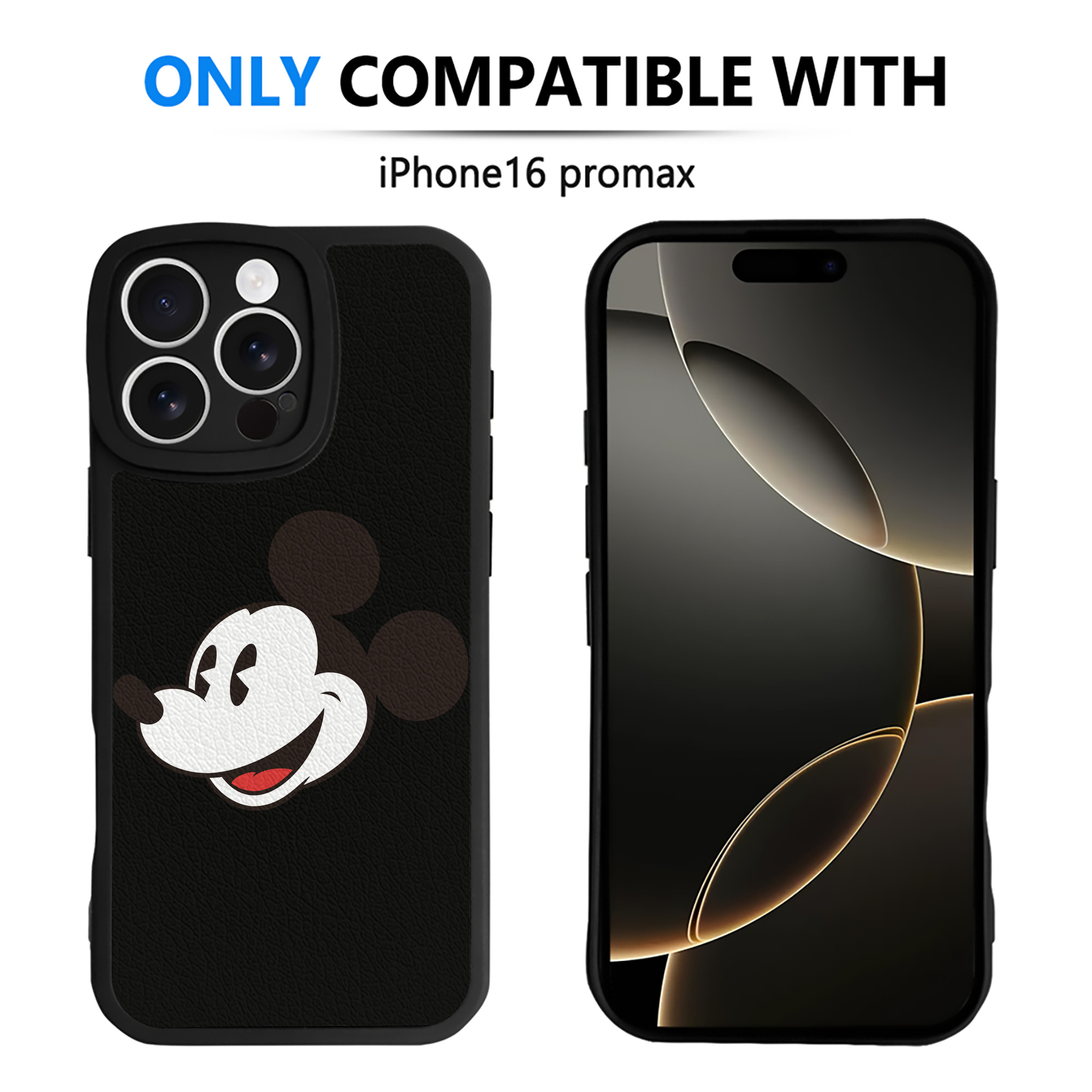 （画像用） ミッキーマウス Mickey Mouse 【iPhone 16シリーズ対応】シリコンスマホケース（レザー調） 材質：シリコン